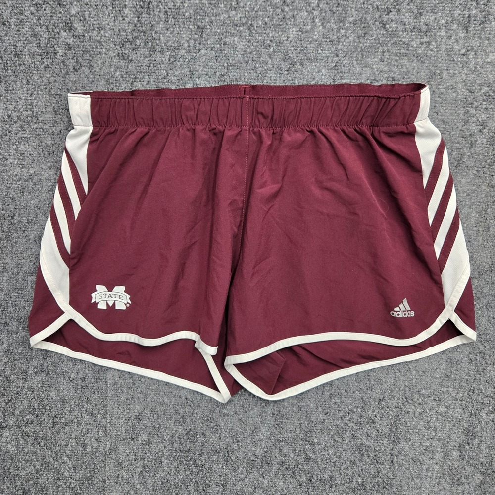 Adidas Mississippi State Bulldogs Maroon Climalite Running Shorts Womens Large